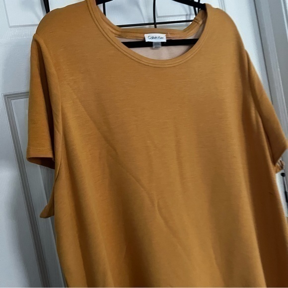 Calvin Klein Plus Size Mustard Yellow Short Sleeve T Shirt Mini Dress - Picture 4 of 16